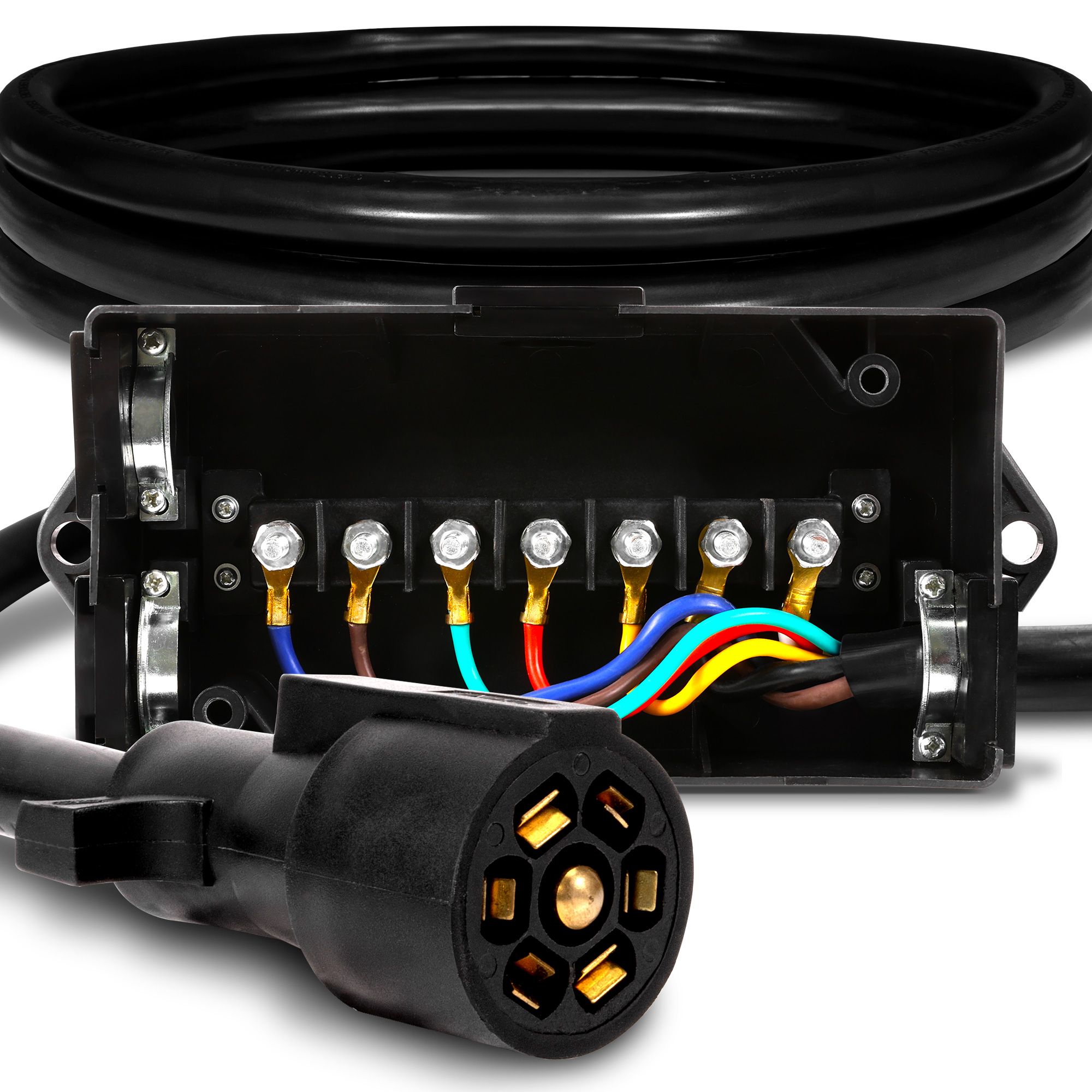 独特の上品 Junction Wiring Trailer 7-Way Box Cable 8ft w/ トップス