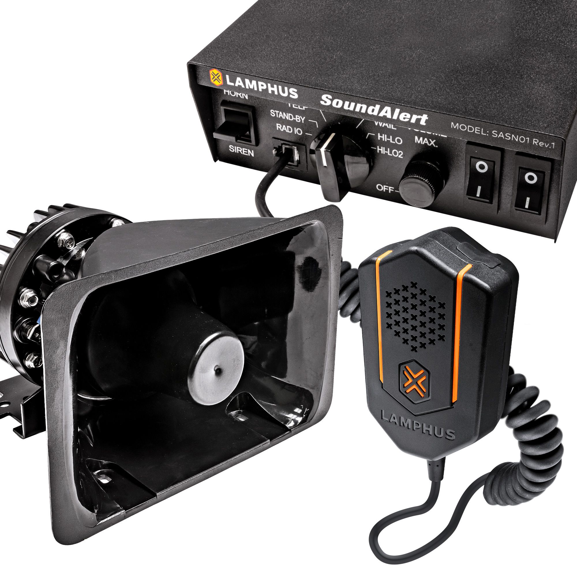 SoundAlert SASN01 Rev.1 S 100W Siren + SASP01 100W 120-130dB
