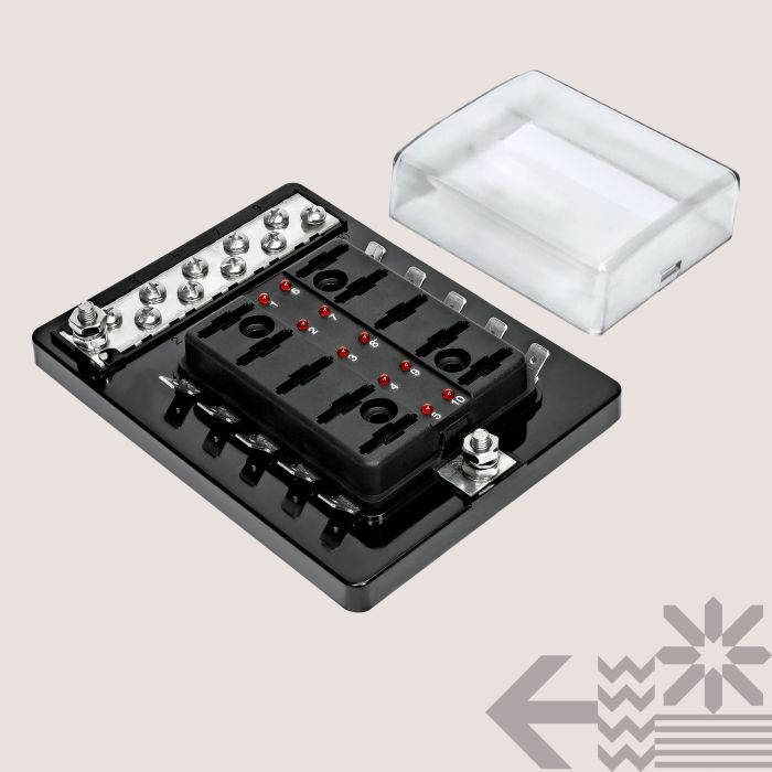 10-Way 100A LED Indicator ATC/ATO Blade Fuse Box w/ 10-Way