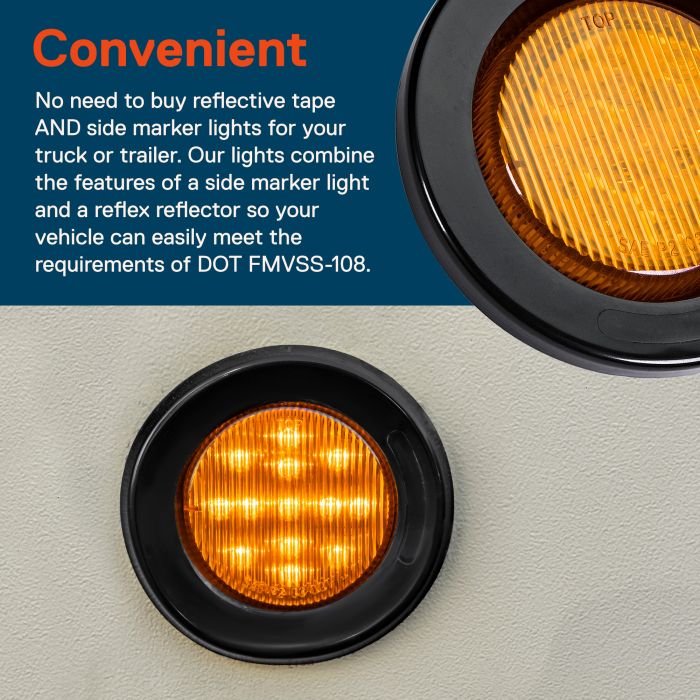 2.5-Inch Round Grommet-Mount Amber 13 LED Marker Light - DOT 2.5-Inch Round Grommet-Mount Amber 13 LED Marker Light - DOT