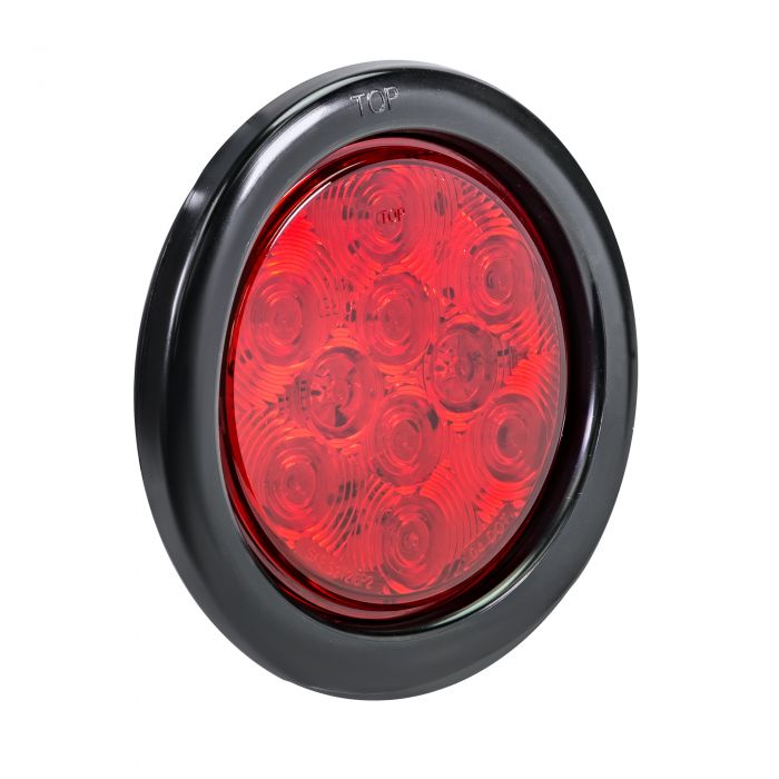 4-Inch Round Grommet-Mount Red 10 LED Tail Light - DOT FMVSS-108