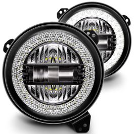 Dot Approved 9 inch Round LED Headlights Replacement for Jeep Wrangler JL JLU Unlimited Gladiator JT 2018 2024 Accessories Crystal Halo DRL