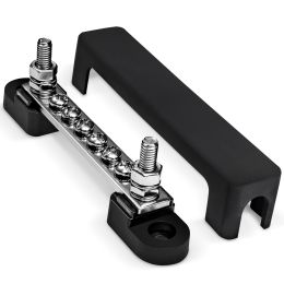 4-Inch 6-Way Ground Power Distribution Block - Black