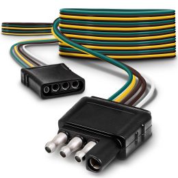 4-Way Flat Wishbone Style Trailer Wiring Harness - 25ft Male + 4ft Female; 18 AWG