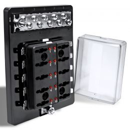 10-Way 100A Fuse Box w/ Ground Terminal Block