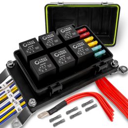 IP65 Waterproof Pre-Wired Fuse Relay Box Combo Kit - Fuses and Relays Included