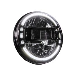 7-Inch Crystal HALO LED Headlight for Harley Davidson Motorcycle - Black - DOT FMVSS 108 Approved