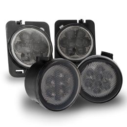 Smoked Amber DRL/Turn Signal Light + Side Marker Light Combo Kit for Jeep Wrangler JK 2007-2018