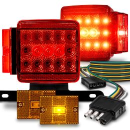 Premium LED Trailer Tail Light Kit w/ Amber Marker Lights for All Size Trailers