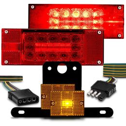 Premium LED Trailer Tail Light Kit w/ Amber Marker Lights for Over 80-Inch Trailers
