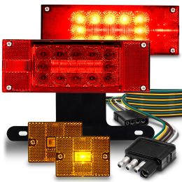 Premium LED Trailer Tail Light Kit w/ Amber Marker Lights for Over 80-Inch Trailers