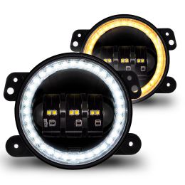 4-Inch HALO DRL LED Fog Light Kit for Jeep Wrangler JK 2007-2018