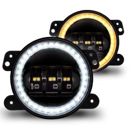 4-Inch HAO DRL LED Fog Light Kit for Jeep Wrangler JK 2007-2018