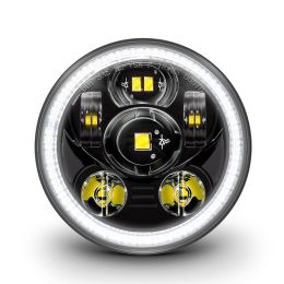 5.75-Inch (5 3/4) HALO DRL LED Headlight for Harley Davidson Motorcycle - Black