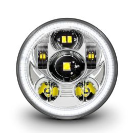 5.75-Inch (5 3/4) HALO DRL LED Headlight for Harley Davidson Motorcycle - Chrome