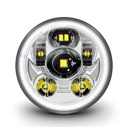 5.75-Inch (5 3/4) HALO DRL LED Headlight for Harley Davidson - Chrome