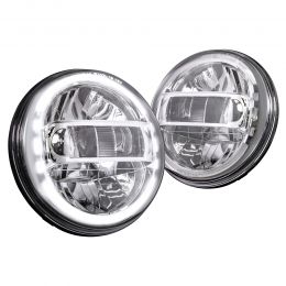 7-Inch Crystal HALO LED Headlight for Jeep Wrangler JK 2007-2018 - Chrome - DOT FMVSS 108 Approved