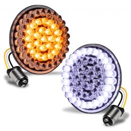 2-Inch 1157 Amber/White LED DRL/Turn Signal Light Set for Harley Davidson