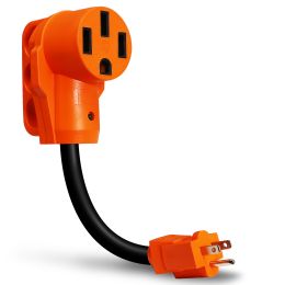 12" 50A to 15A RV Power Adapter; NEMA 14-50R to 5-15P