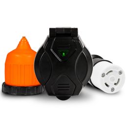 NEMA L5-30 30A Power Inlet Kit w/ Cord Boot Protector & Receptacle - Black