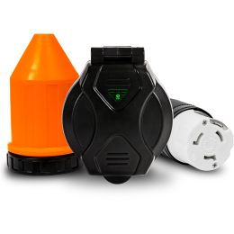 NEMA SS2-50 50A Power Inlet Kit w/ Cord Boot Protector & Receptacle - Black