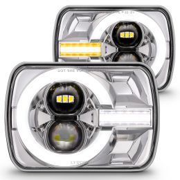 HDL1513 5x7 H6054 LED Headlights w/ DRL & Turn Signals - Chrome