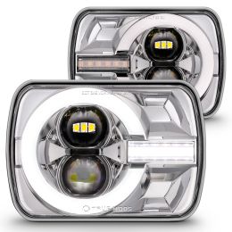 HDL1513 5x7 H6054 LED Headlights w/ DRL & Turn Signals - Chrome