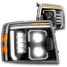 LED Headlight Assembly w/ DRL & Turn Signal for Chevy Silverado 1500 2500 3500 HD 2007-2014