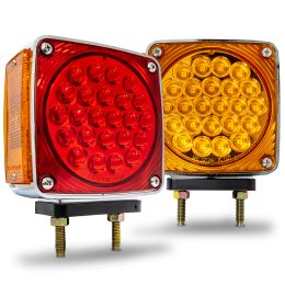 Dual-Stud LED Pedestal Fender Light Set for 80-Inch Wide Semi-Trucks - DOT FMVSS-108; SAE S2T2I6P