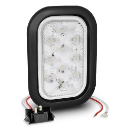 5x3-Inch Rectangular Grommet-Mount White 10 LED Tail Light - DOT FMVSS-108; SAE (2)R