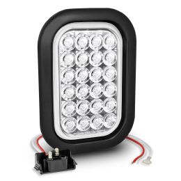 5x3-Inch Rectangular Grommet-Mount White 24 LED Tail Light - DOT FMVSS-108; SAE (2)R