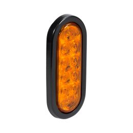 6-Inch Oval Grommet-Mount Amber 10 LED Tail Light - DOT FMVSS-108; SAE I6P