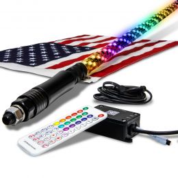 RGB Spiral LED Whip w/ Bluetooth App IR Remote Control