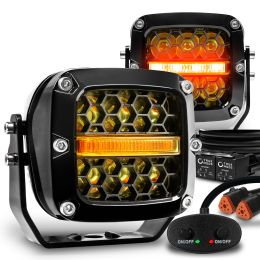 3x3-Inch 60W Amber LED Offroad Work Light Pods - Black