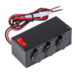 3-Port Cigarette Lighter Outlet Extension Box w/ ON/OFF Switch