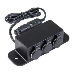 3-Port Cigarette Lighter Outlet Extension Box w/ Cigarette Plug Power Input
