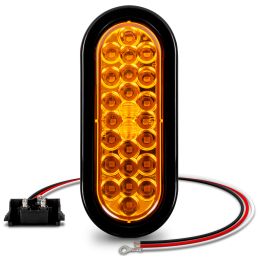 6-Inch Oval Grommet-Mount Amber 24 LED Tail Light - DOT FMVSS-248; SAE I6P (ECO Version)