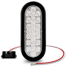 6-Inch Oval Grommet-Mount White 24 LED Tail Light - DOT FMVSS-248; SAE (2)R (ECO Version)