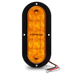 6-Inch Oval Surface-Mount Amber 10 LED Tail Light - DOT FMVSS-108; SAE I6P