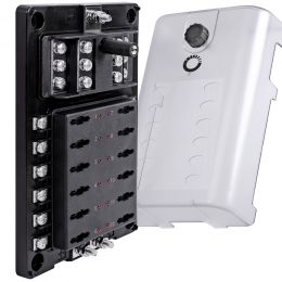 12-Way 200A Dual-Input Fuse Box w/ Ground Terminal Block