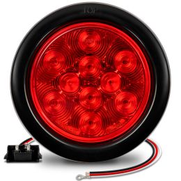 4-Inch Round Grommet-Mount Red 10 LED Tail Light - DOT FMVSS-108; SAE S2T2I6 (ECO Version)