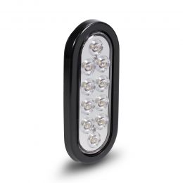 6-Inch Oval Grommet-Mount White 10 LED Tail Light - DOT FMVSS-108; SAE (2)R