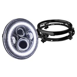 7-Inch HALO DRL LED Headlight + 4.5-Inch Fog Light Combo Kit for Harley Davidson - Black