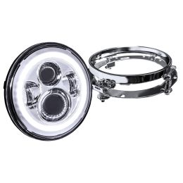 7-Inch HALO DRL LED Headlight + 4.5-Inch Fog Light Combo Kit for Harley Davidson - Chrome