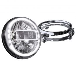 7-Inch Crystal HALO DRL LED Headlight + 4.5-Inch Fog Light Combo Kit for Harley Davidson - Chrome