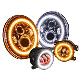 7-Inch HALO DRL LED Headlight + 4-Inch Fog Light Combo Kit for Jeep Wrangler JK 2007-2018
