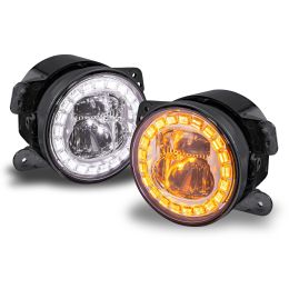 4-Inch Crystal HALO DRL LED Fog Light Kit for Jeep Wrangler JK 2007-2018 - Chrome