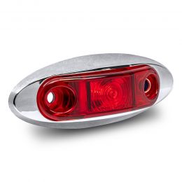 2.5-Inch Oval Surface-Mount Red LED Marker Light w/ Chrome Bezel - DOT FMVSS 108 - SAE P2