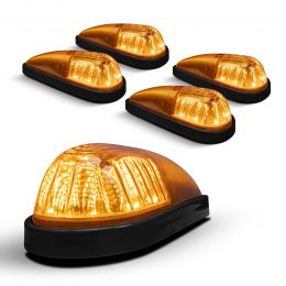 Amber 6-LED Teardrop Cab Marker Light Kit - DOT FMVSS 108; SAE P2PC - Black