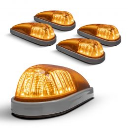 Amber 6-LED Teardrop Cab Marker Light Kit - DOT FMVSS 108; SAE P2PC - Gray
